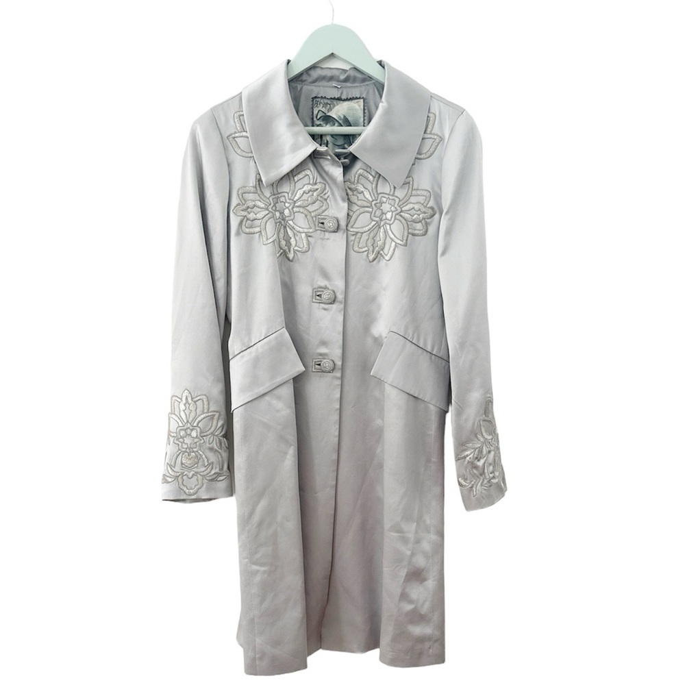 Biya Johnny Was Silver silk embroidered coat size medium